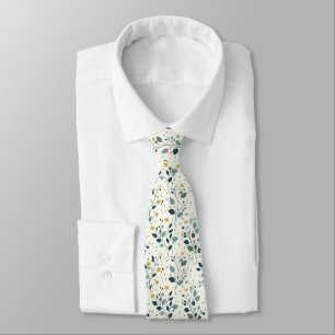 Corbata Florales Botánicos Cottagecore Verde Azul Amarillo