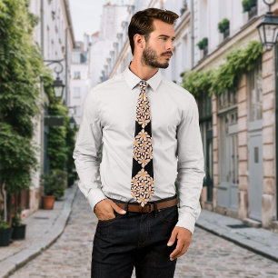 Corbata Florales de Moda Boho Black Personalize Inicial