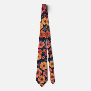 Corbata Florales Retro Vibrantes de Atardecer
