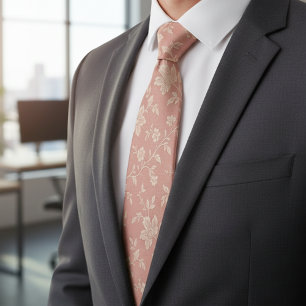 Corbata Florales Vintage Rosa Polvoriento Elegantes Románt