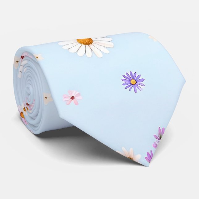 Corbata Florcitas de Lila  (Enrollado)