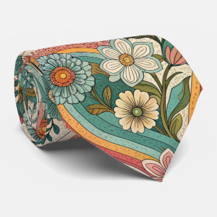 Corbata Floreada Marrón de los 70 – Moda Elegante