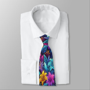 Corbata Florecimientos vibrantes en un jardín surrealista 