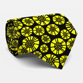 Corbata Flores Abstractas 031023 - Amarillo sobre Negro