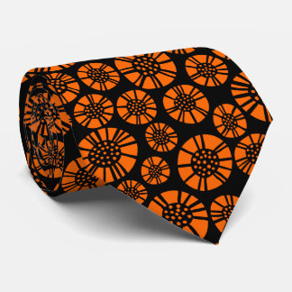 Corbata Flores Abstractas 031023 - Naranja sobre Negro