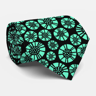 Corbata Flores abstractas 031023 - Turquesa en negro