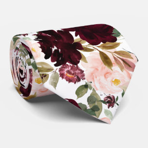 Corbata Flores Acuarela Burgundy Blush