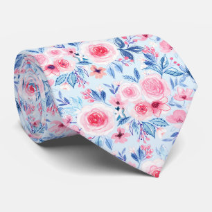 Corbata Flores acuarelas y hojas 2