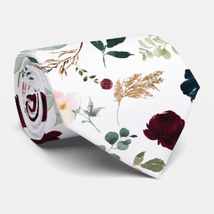 Corbata Flores acuáticas Rosas de la Marina de Borgoña Rub