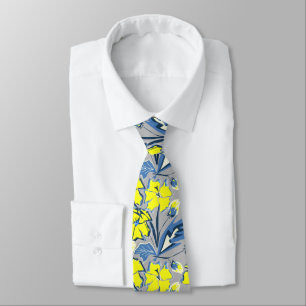 Corbata Flores amarillas y azules con chispas