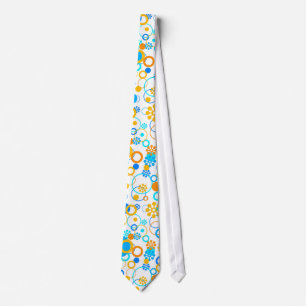 Corbata Flores anaranjadas azules