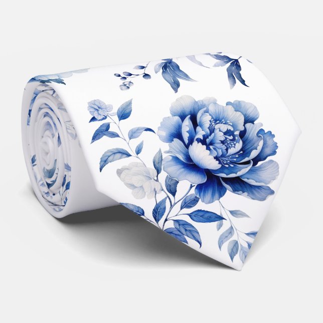 Corbata Flores azules (Enrollado)