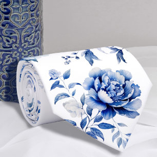 Corbata Flores azules