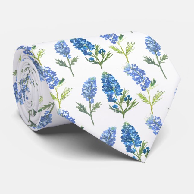 Corbata Flores azules de Bluebonnets Texas Texan Floral (Enrollado)