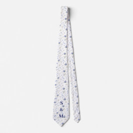 Corbata Flores Azules de Marina Boda Floral Pareja Novio