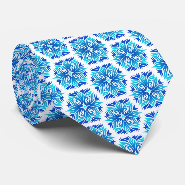 Corbata Flores Azules, Patrón De Flores, Patrón Floral (Enrollado)