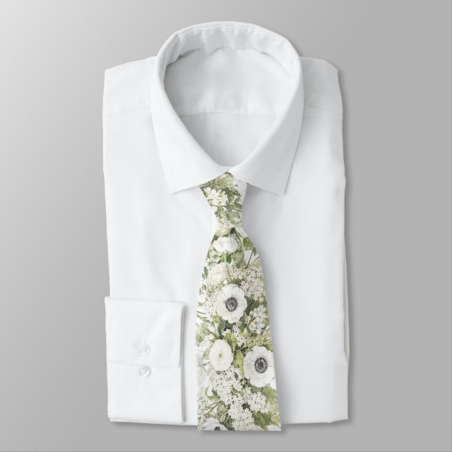 Corbata Flores blancas elegantes (Atado)