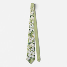 Corbata Flores Blancas Elegantes Bodas del Novio Verde