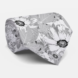 Corbata Flores blancas en gris claro.