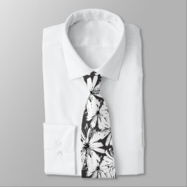 Corbata Flores blancas en gris oscuro