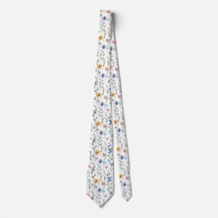 Corbata Flores blancas Patrón de flores silvestres Cottage