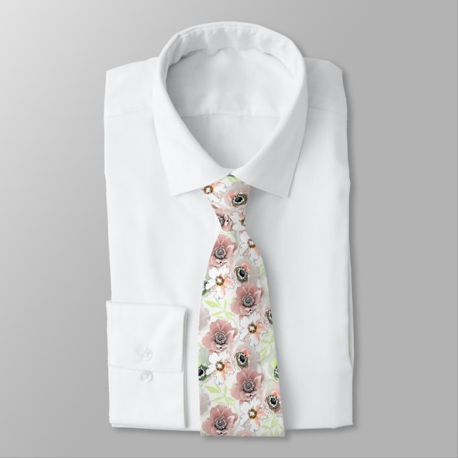 Corbata Flores blancas y rosas. (Atado)
