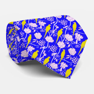 CORBATA FLORES BLANCOS AZULES ART DECO CON PARRIENTES AMAR