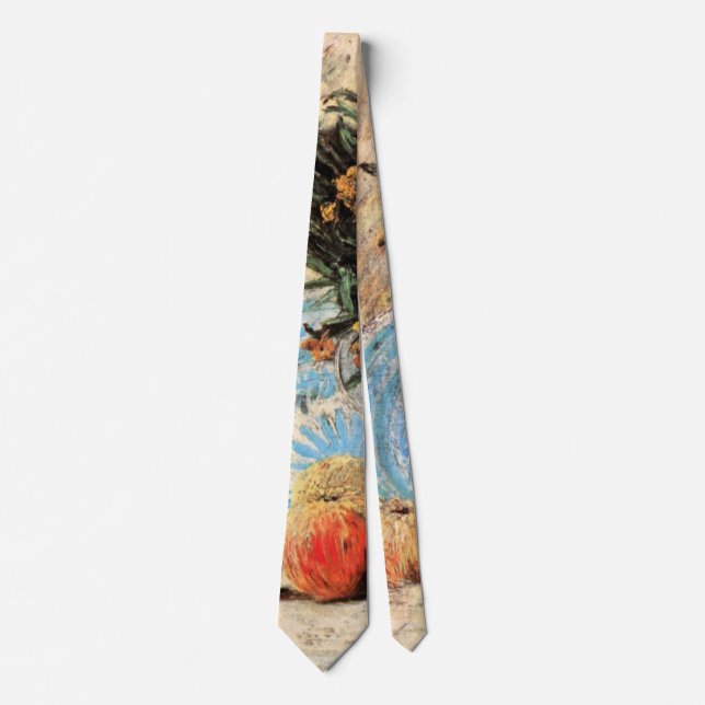 Corbata Flores, Cafetera y Frutas por Vincent van Gogh (Anverso)