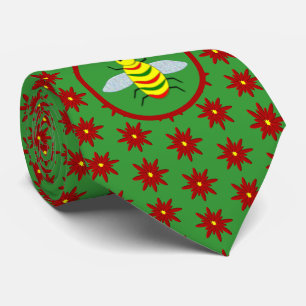 Corbata Flores de abeja y de poinsettia para Navidades peq