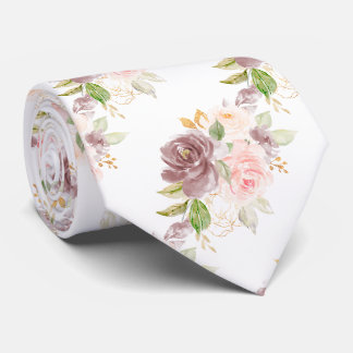 Corbata Flores de acuarela Dusty Rose Blush Rosas rosadas