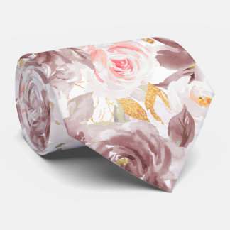 Corbata Flores de acuarela Dusty Rose Blush Rosas rosadas
