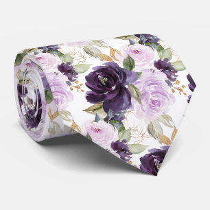 Corbata Flores de acuarela Lavanda Morado Lilas Rosas