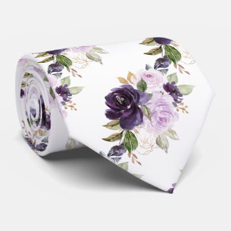 Corbata Flores de acuarela Lavanda Morado Lilas Rosas