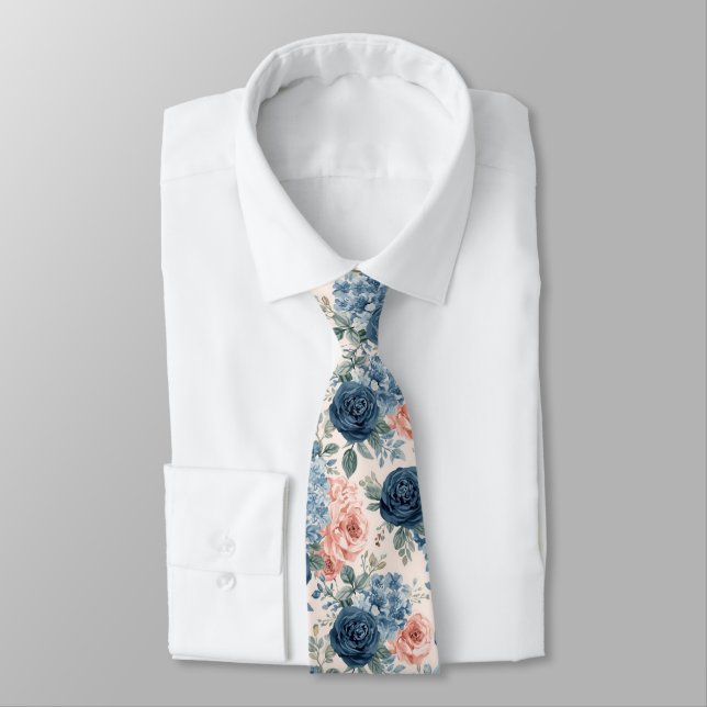 Corbata Flores de acuarela Rosas azules polvorientas de la (Atado)