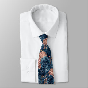 Corbata Flores de acuarela Rosas azules polvorientas de la