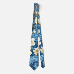 Corbata Flores de Almendro al Estilo de Van Gogh