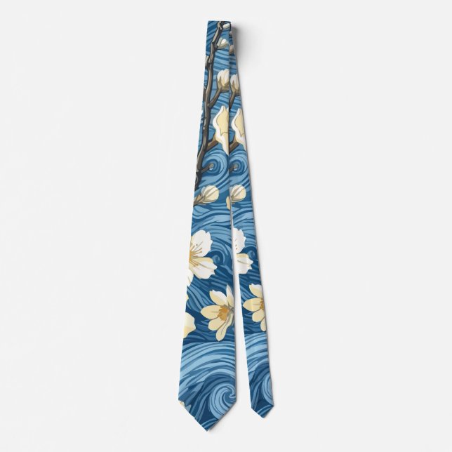 Corbata Flores de Almendro al Estilo de Van Gogh (Anverso)