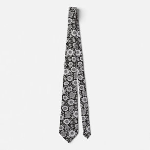 Corbata Flores de blanco y negro