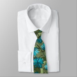 Corbata Flores de Camo con oliva floral impresa a dos cara