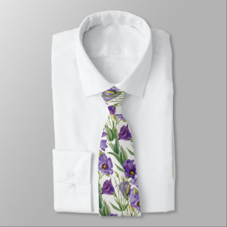 Corbata Flores de Campana Lilas Violeta Púrpura y Hojas Ve