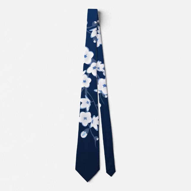Corbata Flores de cerezo azules y blancos (Anverso)