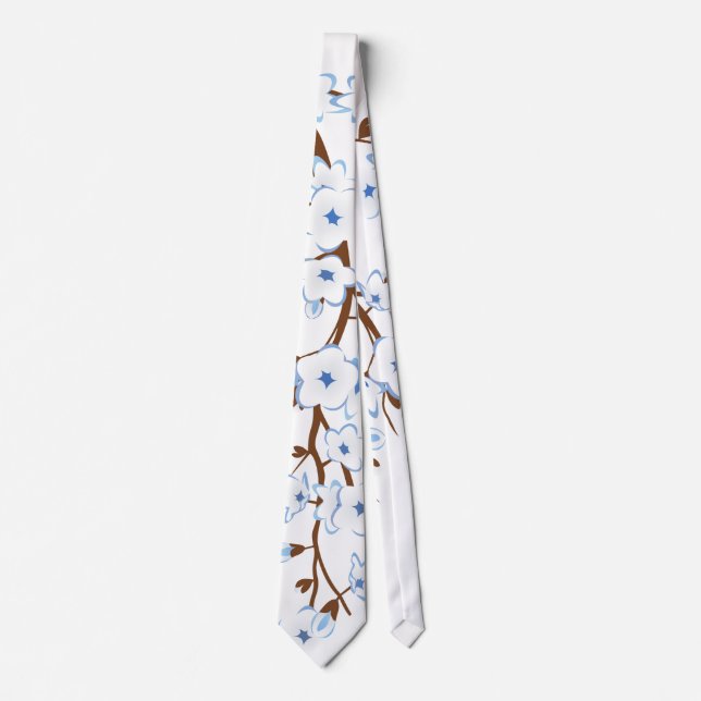 Corbata Flores de cerezo Floral Azul blanco (Anverso)