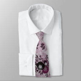 Corbata Flores de color de agua de Borgoña.