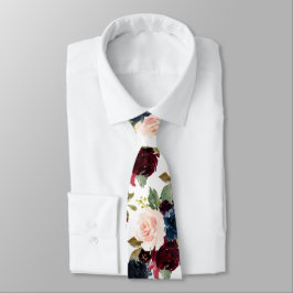 Corbata Flores de color de agua de la Marina de Borgoña de