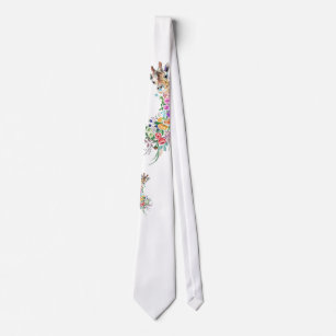 Corbata Flores de colores Bouquet Giraffe - Dibujo moderno