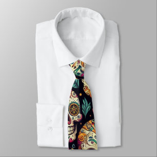 Corbata Flores de Cráneo de Azúcar