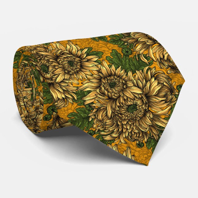Corbata Flores de crisantemo amarillo (Enrollado)