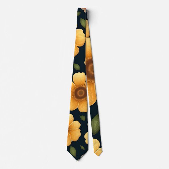 Corbata Flores de Daffodil Patrón floral amarillo (Anverso)