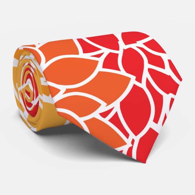 Corbata Flores De Dahlia, Patrón De Flores, Naranja Dahlia (Enrollado)