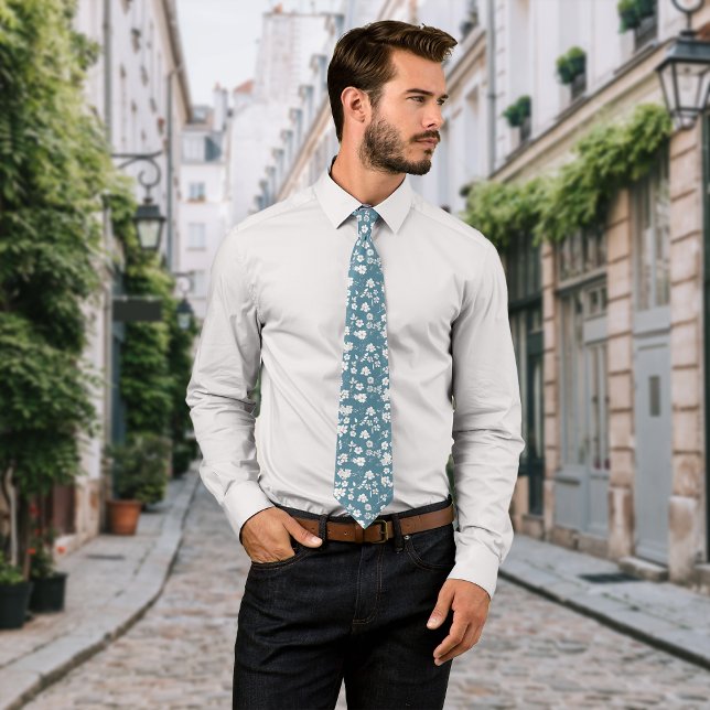 Corbata Flores de época Azul antiguo Personalización Inici (Subido por el creador)